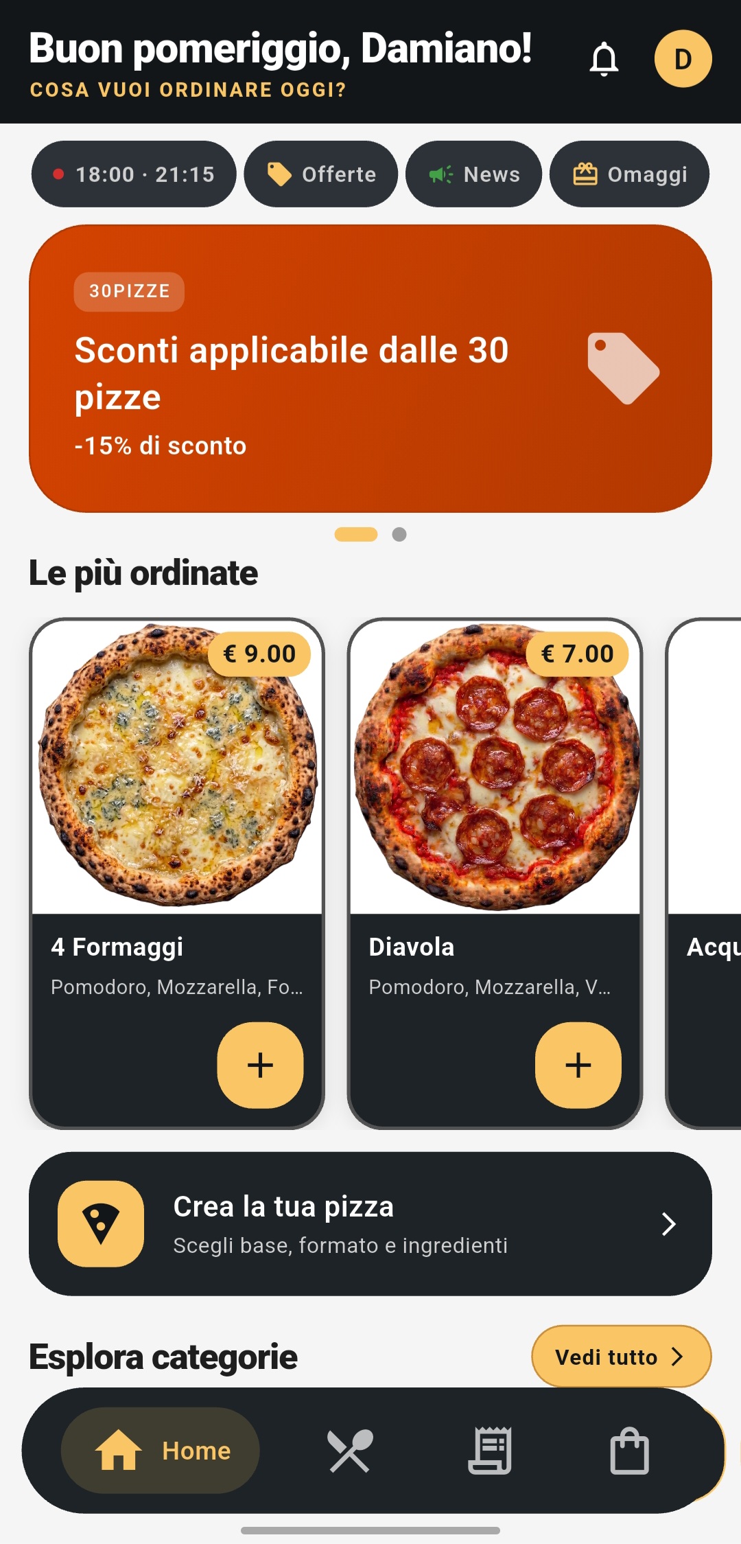 Applicazione mobile per clienti sviluppata in Flutter