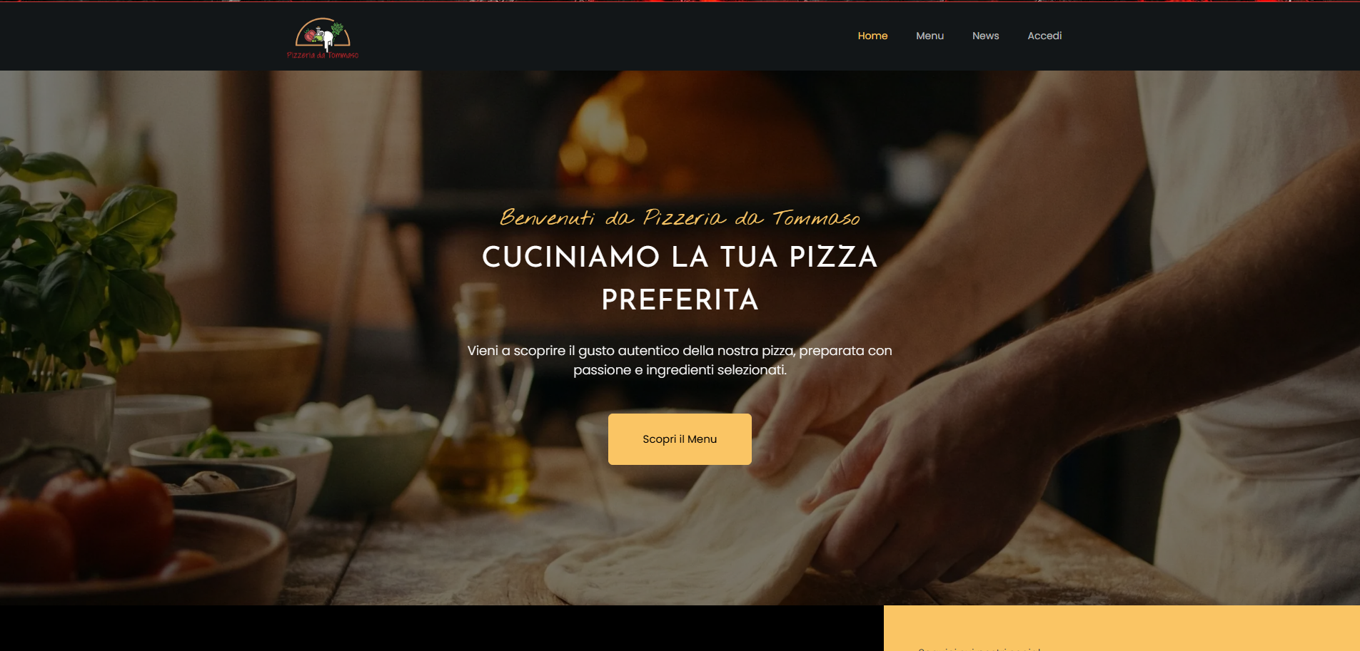 Sito web pubblico per ordinazioni Pizzeria da Tommaso
